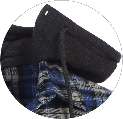 Vista 5 de Gioberti Camisa de franela a cuadros de algodón 100% para hombre con capucha extraíble y botones 100 – negro/azul real/gris.