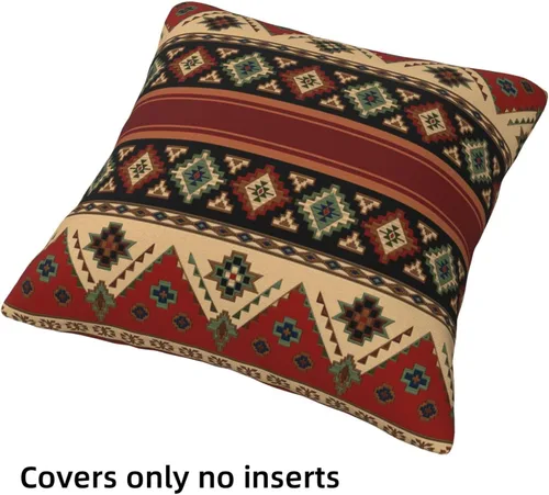 Vista 7 de Fundas de almohada étnicas tribales, decoración occidental, estilo bohemio, azteca, rojo y negro, fundas de almohada para decoración del hogar al