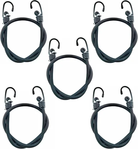Vista 7 de cuerdas elásticas de 27 pulgadas resistentes para exteriores, cuerdas elásticas negras en ambos extremos con ganchos, lazos de goma duraderos