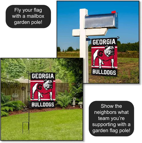 Vista 4 de College Flags & Banners Co. Bandera de jardín con doble logotipo de Georgia Bulldogs