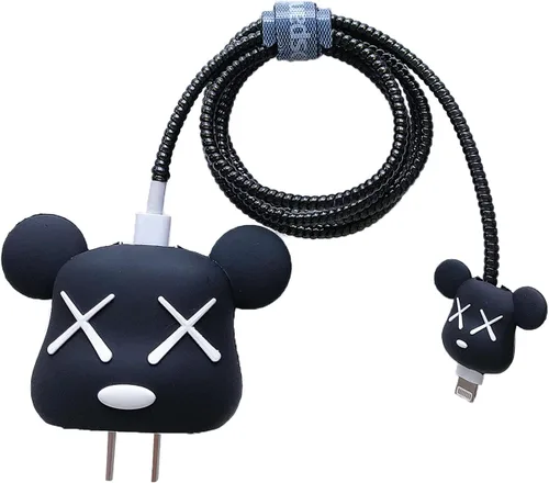 Vista 13 de Bonita funda protectora 3D de dibujos animados para cargador de pared, compatible con adaptador de corriente USB-C de 20 W de Apple y cable