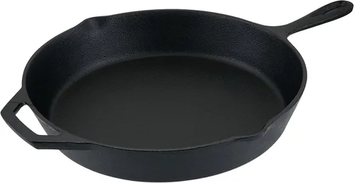 Vista 11 de Alpine Cuisine Plancha plana y comal de hierro fundido de 10 pulgadas Presazonada con mango duradero Utensilios de cocina de calefacción