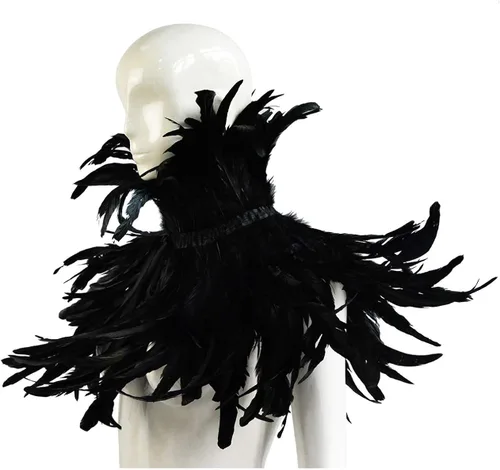Vista 4 de LVOW - Disfraz gótico de plumas negras para hombre