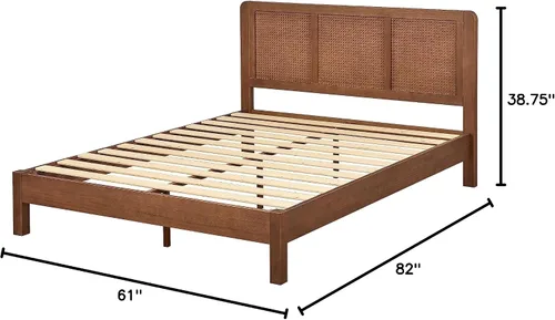 Vista 2 de Larkin Mid-Century - Cama de plataforma Queen en nogal