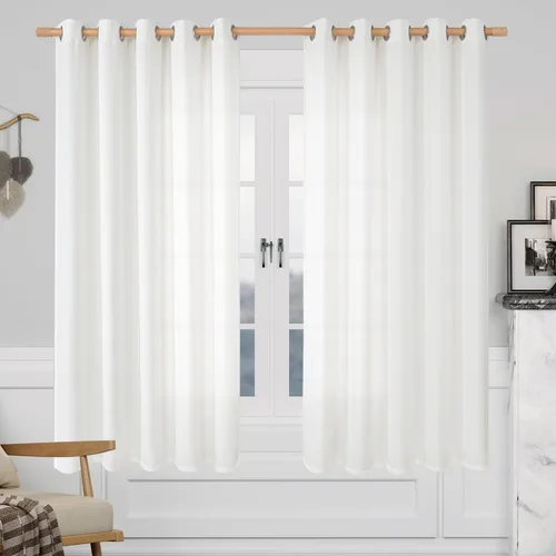 Vista 24 de LAMIT Cortinas de Lino Blancas Semitransparentes para Dormitorio, Paneles Filtrantes de Luz, Cortinas de Lino con Ojales de Protección de Privacidad