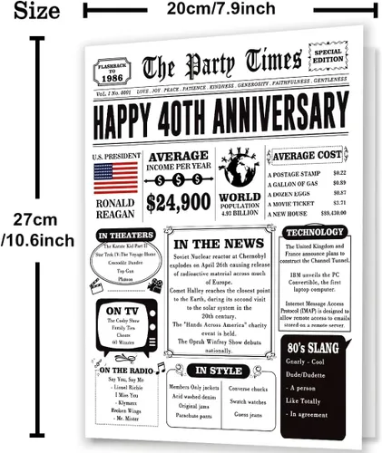 Vista 3 de Missonemi Tarjeta de regalo de 40 aniversario para mujeres y hombres, tarjeta jumbo de 40 aniversario de boda, ideas de regalo para abuelo, abuela