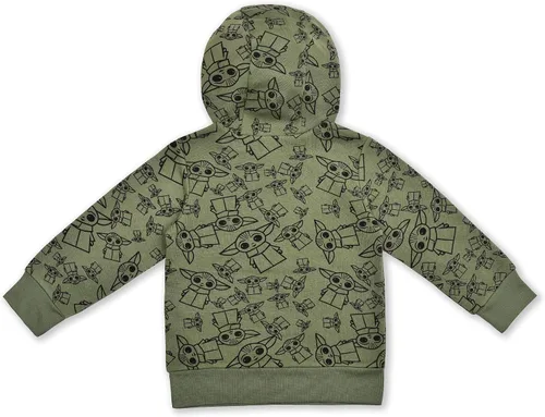 Vista 3 de Star Wars The Mandalorian Baby Yoda - Conjunto de sudadera con capucha y pantalones deportivos para bebés niños pequeños y niños color verde