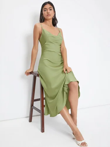 Vista 5 de Floerns Vestido largo de seda satinada con tirantes delgados y cuello vuelto para mujer