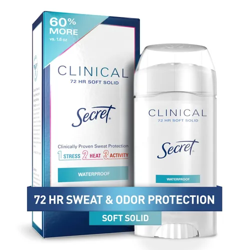 Vista 12 de Secret Clinical Strength 100HR - Desodorante antitranspirante sólido suave para mujeres, 3 veces protección contra el estrés con ácido hialurónico
