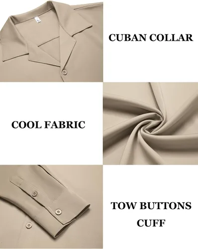 Vista 5 de COOFANDY Camisa de seda de lujo para hombre, camisa de vestir de satén de manga larga con botones brillantes, para baile de graduación, boda, fiesta