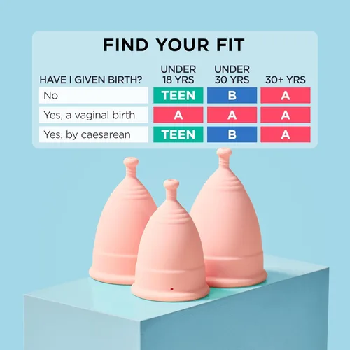 Vista 4 de Mooncup® Copa menstrual para principiantes reutilizable, ultra suave y fácil de insertar, ideal para períodos de flujo pesado, tamaño adolescente