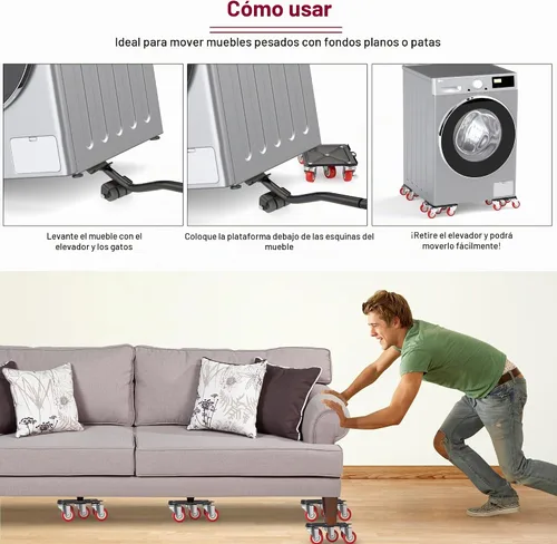 Vista 4 de Carrito de muebles resistente con 5 ruedas, capacidad de carga de 3300 libras para un fácil movimiento y almacenamiento, juego de herramientas