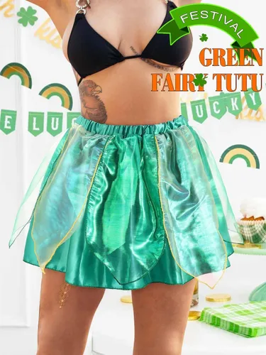 Vista 3 de Kakaco Women Fairy Skirt Sparkly Tutu Skirt Layered Fairy Dance Tutus Festival Outfit Skirt for Women and Girls