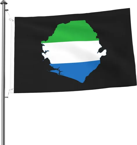 Vista 2 de Sierra Leone Flag Map Premium 2x3FT Flag - Durable and Vibrant Design for Indoor/Outdoor Use