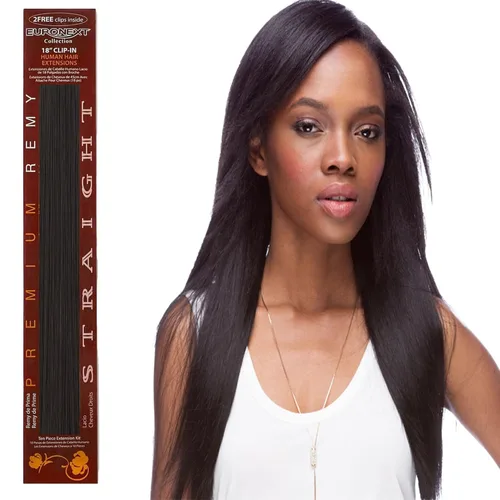 Vista 10 de Extensiones de cabello con clip, 100% cabello humano Remy, 14 pulgadas, lacio, rizado, negro