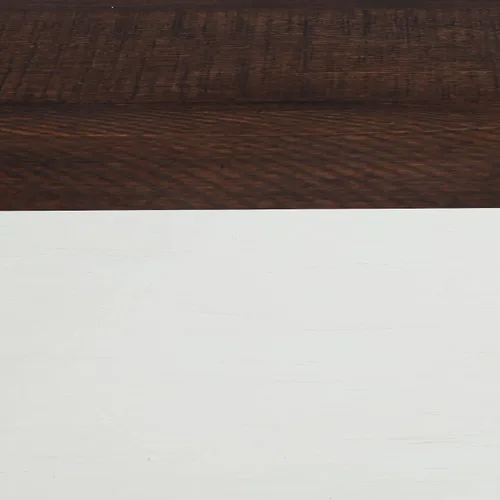 Vista 6 de Rainbow Sophia Mesa auxiliar, moderna mesa de centro de madera de granja con almacenamiento de 2 niveles, 40 pulgadas, blanco vintage/espresso
