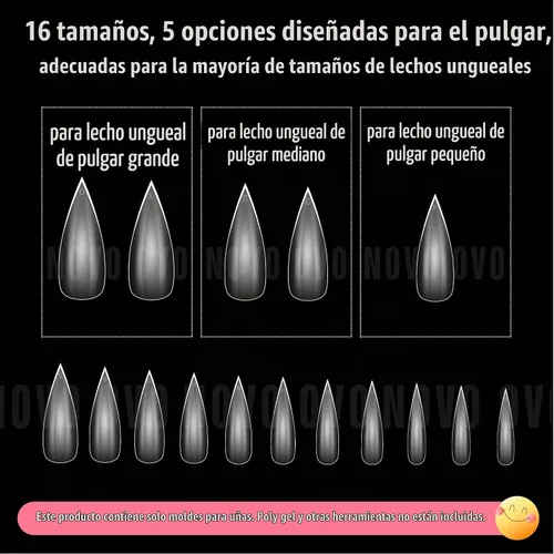 Vista 7 de NOVO OVO - Puntas de uñas postizas largas XL, puntiagudas, de tacón aguja, autoadhesivas, extra largas, gruesas, de gel suave, doble mate