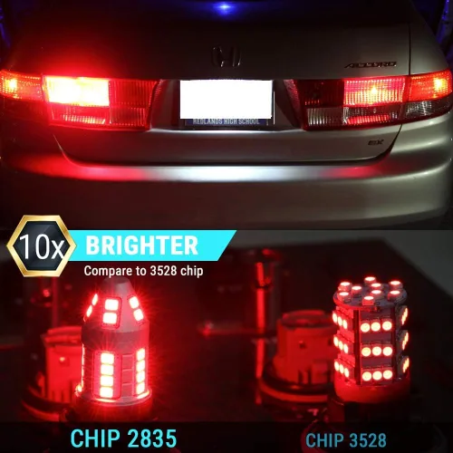 Vista 7 de Syneticusa 1157 rojo intermitente estroboscópico parpadeante alerta trasera seguridad freno cola parada alta potencia LED bombillas