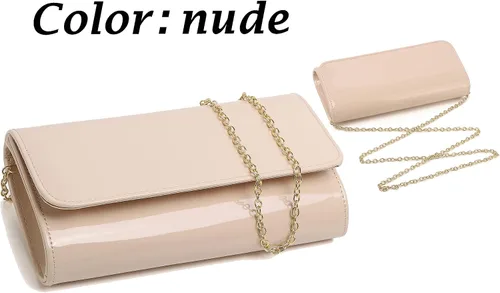 Vista 7 de Bolso de mano con sobre de charol, bolso de noche plegable de caramelo brillante para mujer