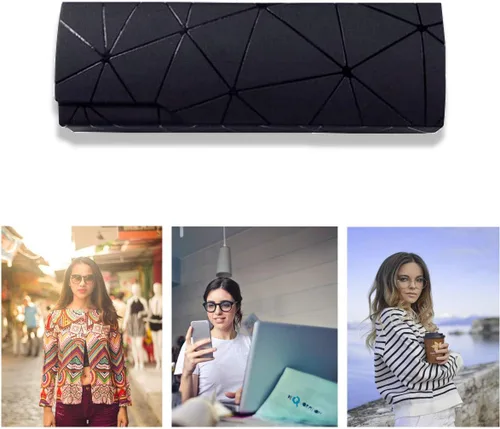 Vista 6 de generies Absmarter - Funda rígida para gafas, unisex, para gafas, portátil, para anteojos de lectura, para hombres y mujeres (negro), M, Negro