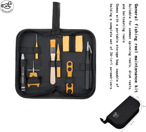Vista 2 de QUA'ANNYU Fishing Reel Maintenance Kit, Professional Fishing Reel Care & Repair Tool Set with 24/30/38-in-1 Screwdriver Set