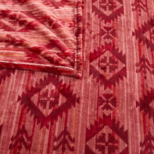 Vista 3 de Wrangler - Manta individual, ropa de cama de felpa estampada suave para Rojo azteca