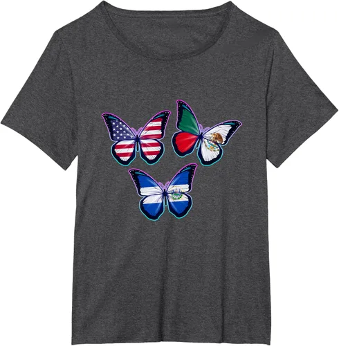 Vista 28 de Multiculti Heritage. Camiseta El Salvador México y Estados Unidos