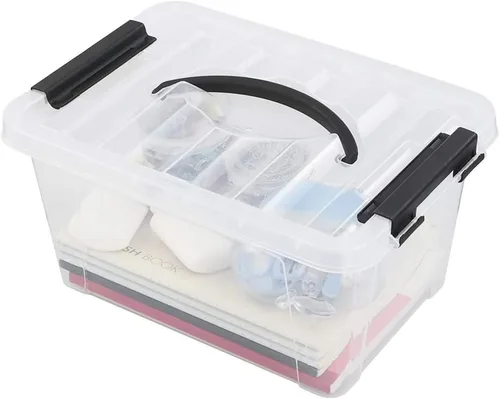 Vista 6 de Pekky Caja de almacenamiento de 6 cuartos de galón con asa y pestillo de diseño fresco, cubo organizador de juguetes pequeño, juego de 2