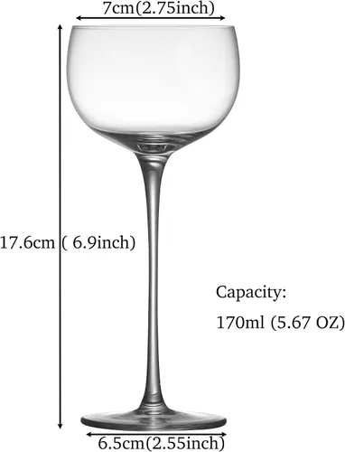 Vista 2 de Vasos de cóctel de cristal, juego de 6, diseño clásico de tallo para Martini, Cosmopolitan, Manhattan