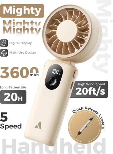 Vista 2 de Aecooly Mighty Ventilador portátil de mano Refrigeración máxima de 20 Beige