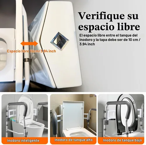 Vista 6 de DePango - Rieles de seguridad para inodoro para ancianos, asiento de inodoro ajustable con asas, marco de soporte de inodoro resistente con brazos