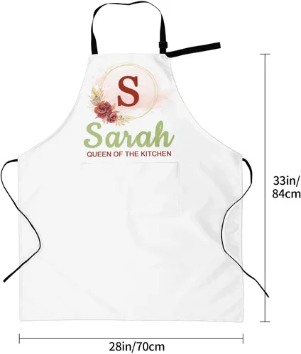 Vista 2 de Delantales de cocina personalizados para hombres y mujeres con bolsillos, personalizable, foto, logotipo, imagen, nombre, chef cocinero, delantal