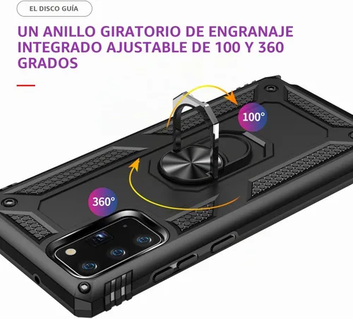 Vista 6 de Funda para Samsung Galaxy Note 20, Note20 5G con protectores de pantalla HD, soporte de anillo de metal de grado militar Androgate con soporte de 15
