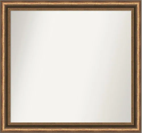 Vista 269 de Amanti Art Espejo de baño de bronce para sobre fregadero, 24 x 24 pulgadas, espejo de tocador cuadrado estrecho de bronce Manhattan, marco de madera