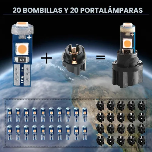 Vista 5 de NTNEV Focos LED para salpicadero superbrillantes, T5 37 74 Bombilla LED con enchufe de bloqueo giratorio PC74 PC37 para panel de instrumentos, luz