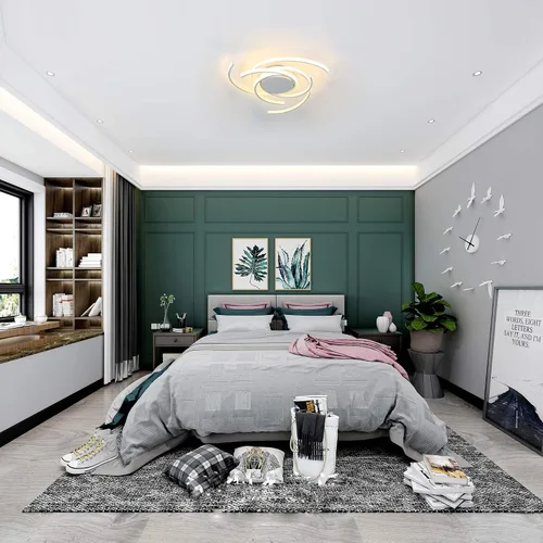 Vista 2 de Lámpara de techo LED regulable para sala de estar, moderna lámpara de techo de flores con control remoto, lámpara colgante para comedor, lámpara