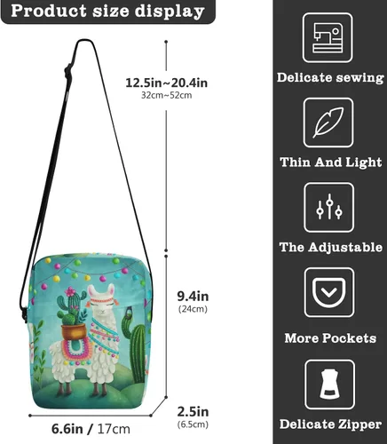Vista 3 de Sinestour Bolsa de mensajero de alpaca con cactus de acuarela para mujeres y hombres, bolsa de hombro para trabajo y negocios