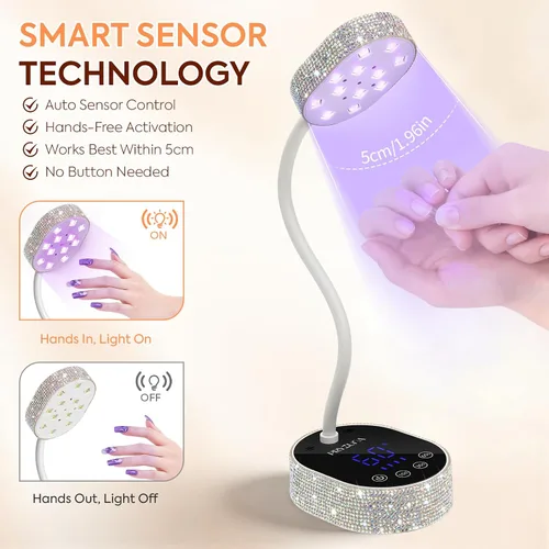 Vista 5 de Lámpara de uñas LED UV 36W mini flash cura cuello de cisne luz UV para uñas de gel X Diamond