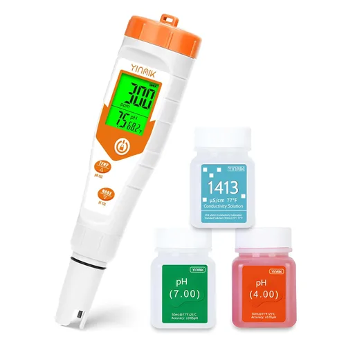 Vista 7 de Probador de pH hidropónico EC, pantalla simultánea pH ppm para agua de depósito base, monitoreo continuo de temperatura de conductividad de pH. ppm