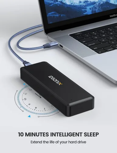 Vista 2 de iDsonix - Carcasa para disco duro M.2 SATA USB C 3.1 Ultra Speed Externo HDD Caddy sin herramientas para UASP, SATA HDD/SSD adecuado para routers