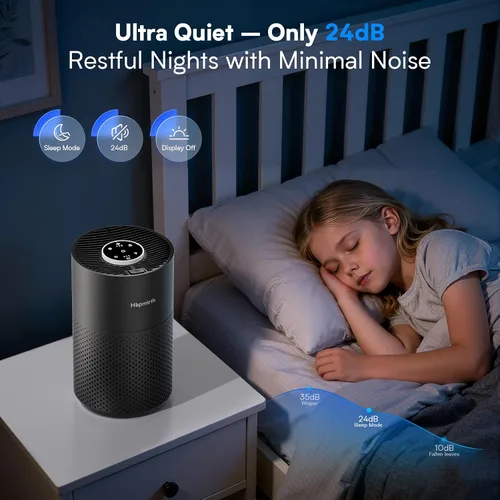 Vista 4 de Purificadores de aire mejorados para dormitorio y hogar con filtro HEPA H14, cubre hasta 1280 pies cuadrados, entrada de aire de 360°, purificador