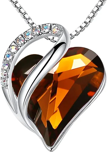 Vista 27 de Leafael - Collares para mujer, dije de corazón de amor infinito con cristales de piedra natal, cadena chapada en plata de 18 + 2 pulgadas, regalo