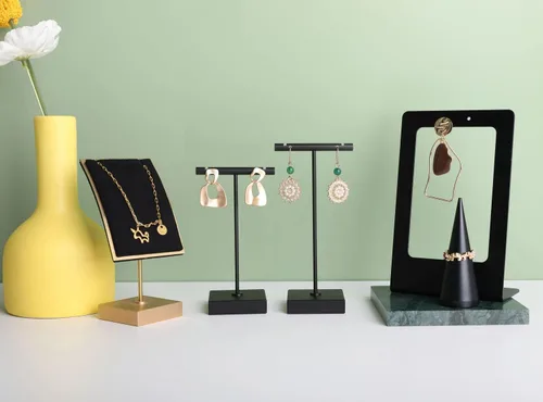 Vista 7 de BanST - Soporte de metal en forma de T para exhibir aretes y joyas, expositor de fotografía para mostrar