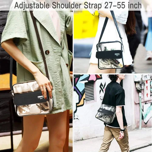 Vista 4 de Bandolera transparente NFL NCAA BTS PGA Stadium aprobada por NFL bolsa de hombro impermeable transparente con correa de hombro ajustable