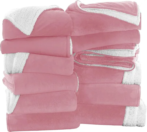 Vista 53 de IR Imperial Rooms Mantas Sherpa de color rosa bebé tamaño King para cama – Paquete al por mayor de 9 mantas Sherpa – Manta suave y esponjosa
