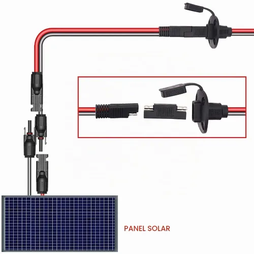 Vista 4 de 2FT 10AWG Solar Plug Outlet to SAE Adapter + Rv Side Wall Waterproof Port