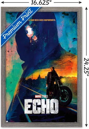 Vista 3 de Trends International Marvel Echo - Póster de pared de una hoja, 22.4 pulgadas de largo x 14.7 pulgadas, versión enmarcada de madera de granero