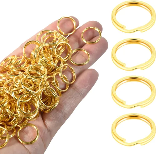 Vista 7 de 300 llaveros pequeños dorados de 1/2 pulgada, anillos divididos de doble bucle, mini llavero de metal para llavero, etiqueta de collar de mascotas