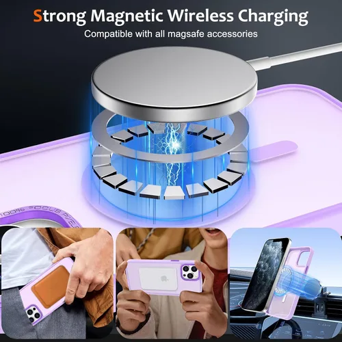 Vista 272 de Anuck - Funda magnética para iPhone 11 compatible con MagSafe, carcasa trasera mate translúcida dura, borde de TPU, delgada, resistente a impactos