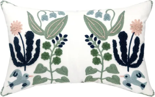 Vista 13 de Alysheer Fundas de almohada decorativas bordadas florales de primavera de 18" x 18", juego de 2, fundas de cojín de algodón con patrón acolchado